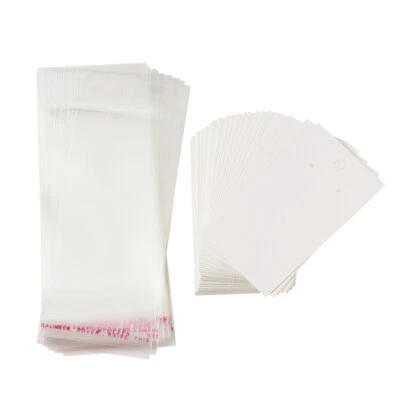 1 Set White Paper Display Cards OPP Cellophane Bags Jewelry Earring Display Sets - Image 1 of 4