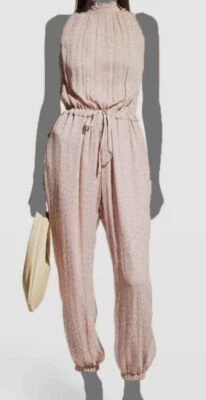 $690 Alessia Zamattio Women's Pink Sleeveless Animal Print Jumpsuit Size 46 - Image 1 of 4