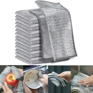 10 Multipurpose Wire Miracle Cleaning Cloths Mesh Microfiber for Kitchen Dishes - Picture 1 of 7
