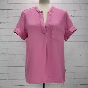J Crew Damen weiches Gaze V-Ausschnitt Popover Shirt Größe Small rosa Kurzarm Oberteil - Bild 1 von 11