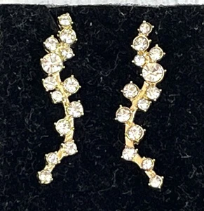 Rhinestone Leaf Branch Earrings Goldtone Drop Dangle Baublebar Pierced Bling - Picture 1 of 5