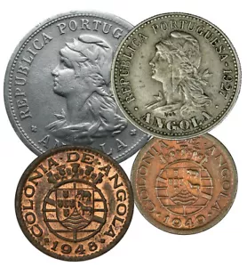 ANGOLA 10-20-50 Centavos 1927/28/48/49 VF-UNC Portuguese Colony (4 coins) - Picture 1 of 11