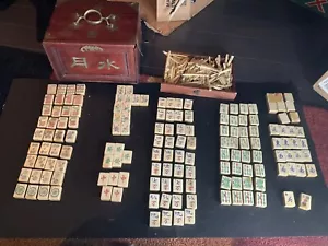 Mah Jong antico cofanetto legno bambù vintage anni 20 270+ pezzi 152 piastrelle - Foto 1 di 13