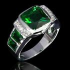 2.00Ct Cushion Lab Created Emerald 14K Yellow Gold Plated Silver Engagement Ring