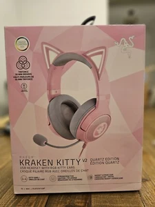 Razer Kraken Kitty Headest- RGB Lights- Quartz Edition -Pink (New) - Picture 1 of 2