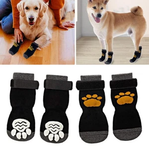 4X Dog Socks Indoor Non-Slip Puppy Cat Pet Shoes Slippers Silicone Boots - Picture 1 of 11