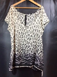 George Cream & Black Animal Print Sheer Tunic Top Size 22 BNWOT - Picture 1 of 6