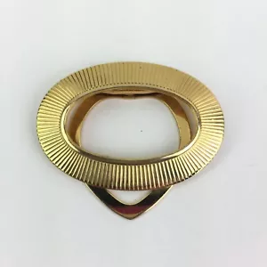 Vintage Lieba USA Kleid Schal Stola Clip goldfarbene Textur oval geometrisch 1 1/2" - Bild 1 von 5