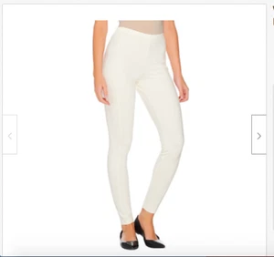 Women with Control Tall Pull-On Leggings with Side Panels Winter White TS - Picture 1 of 2
