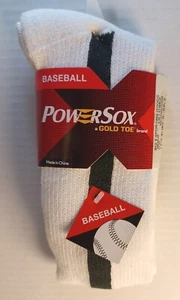 BASEBALL SOCKS 3 PAIRGold Toe Power Black White 2 N 1 Stirrup Socks Size Medium - Picture 1 of 2