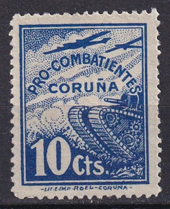 SCW Local Labels Coruña Edifil 47 PRO COMBATIENTES Tank and Plane MNH - Picture 1 of 1