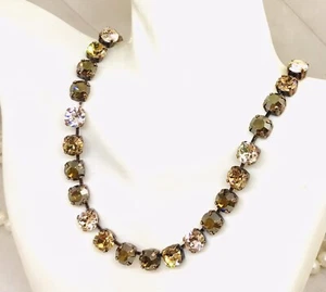 Chocolate Brown Cup Chain Necklace made with Light Brown Topaz Premium Crystals - Picture 1 of 10