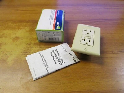 NIB. LEVITON SELF-TEST GFCI OUTLET W/ WALL PLATE 20A, CAT# GFNT2-I ...   ZB-255 - Image 1 of 4