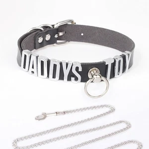 Choker PROPERTY Custom Letter Collar O Ring Chain Metal Leash Necklace BDSM Gift - Picture 1 of 19