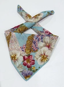 WOMEN HANDKERCHIEF CELINE Floral Woven Fabric BANDANA COTTON POCKET SQUARE 20” - Picture 1 of 7