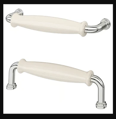 IKEA KLINGSTORP Griff Elfenbeinweiß/Verchromt 141mm(Lochabstand 128 mm)-2 Stück - Bild 1 von 4