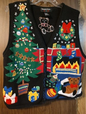 Chaleco Suéter Navidad Feo Vintage Hampshire Studio Ho Ho Talla Grande L Foto 1 de 4