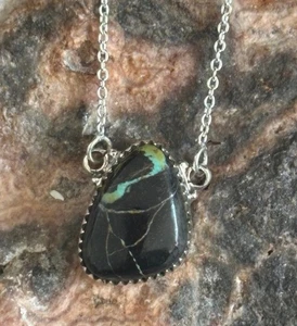 Blackjack Türkis Southwestern Sterling Silber Halskette - Bild 1 von 11