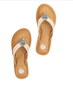 Yellow Box Diggins Flat Thong Sandals Snake Textured Ivory Size 8 - Picture 1 of 5
