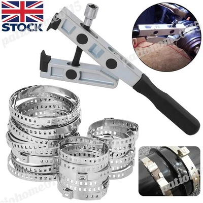 ISWEES CV Boot Clamp Pliers Steel Bands Heavy Duty 3/8" Dr & 24x CV Joint Crimp Clamps