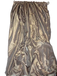PERI IRIDESCENT FAUX SILK GOLDEN BRONZE THERMAL (2) PANELS CURTAINS 53x81 - Picture 1 of 4