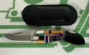 Lakota Teal Knife by Moki - Precious Stone Inlay - Picture 1 of 6