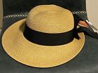 NEW Scala Wide Brim Hat Black Ribbon - Great For Beach,  Resort, Travel Sun Hat
