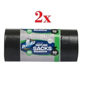 Buffalo Flat Top Ultra Strong Refuse Sacks 50L 30 Pack x2 - Picture 1 of 1