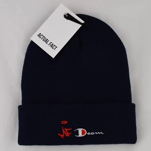 Actual Fact MF Doom Champion Hip Hop Roll Up Navy Beanie Hat - Picture 1 of 3