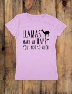 Llamas Make Me Happy. You not so much - Youth Girls Slim Fit Soft Shirt - Picture 1 of 3