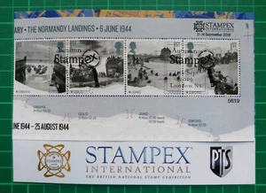2019 D-Day 75th Anniv M/S Opereration Overlord Ovpt on Stampex Postcard FRONT - Picture 1 of 2