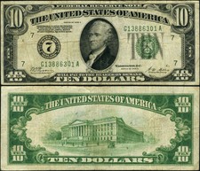 FR. 2001 G $10 1928-A Federal Reserve Note Chicago G-A Block Fine+