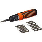 6V Battery Powered Screwdriver With Onboard LED Light 14 Pc Bits Included