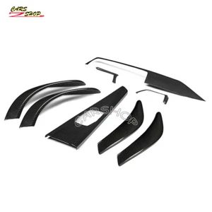 Carbon Fiber 8pcs Dashboard Door Cover Trim For BMW F30 F32 F80 420i M3 2012-18 - Picture 1 of 11