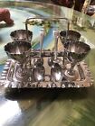 Antique Silver Plated Egg Cup Set With Spoons