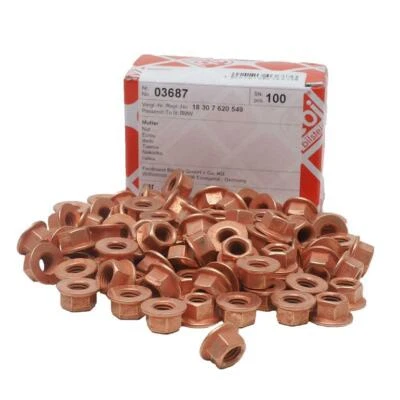 100x Febi Bilstein 03687 Abgaskrümmer Mutter M8x1,25 mm für VW BMW Audi Mercedes - Bild 1 von 3