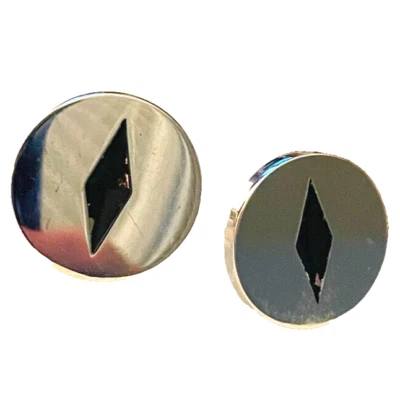 Vestido Clásico SWANK Gemelos Redondos Tono Plateado Negro Esmalte Diamante Repujado Foto 1 de 4