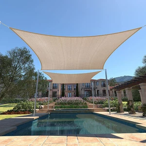 Waterproof Shade Sail Outdoor Rectangle Sun Patio Awning Canopy UV Cover Beige - Picture 1 of 7