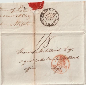 1809 LAURENCEKIRK CIRC MILEAGE PMK WRAPPER TO T McLELLAND BANK OF SCOTLAND AYR - Picture 1 of 2
