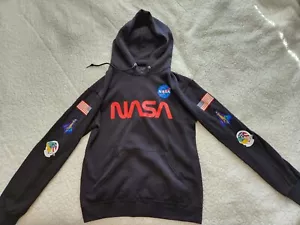Bowery Supply NASA Hoodie Adult Small Long Sleeve Pullover Sweatshirt Black - Picture 1 of 5