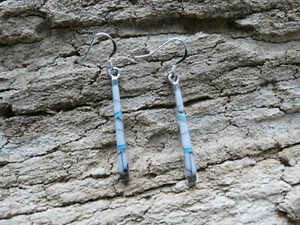 Buffalo & Blue Turquoise Gemstone Sterling Silver Petite Stick Bar Earrings AF31 - Picture 1 of 5
