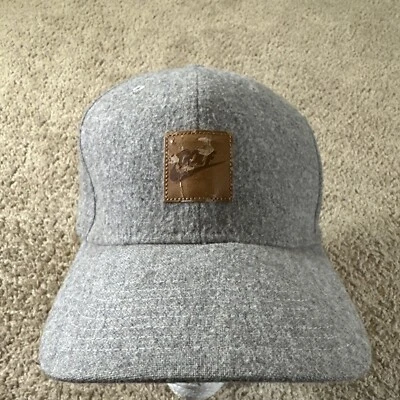 NIKE Hat Cap Adult Gray Adjustable Leather Strap Golf Jogging Tri Blend Rayon - Image 1 of 4