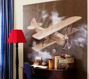 Pottery Barn Kids - Plane Taking Flight Wall Paper Decal Mural 6x6 - NEW! - Picture 1 of 3