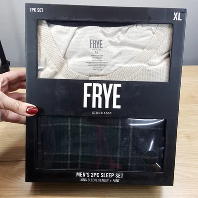 FRYE Ropa de Dormir Para Hombres XL Taupe Carbón Térmico Henley Polar Pantalones Pijama Conjunto Foto 1 de 4
