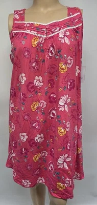 NWT Women Sleeveless Nightgown Croft & Barrow Pink Floral 100% Cotton Knit - Image 1 of 3