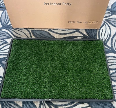 Almohadilla de césped para orinar interior XL para perros con bandeja 41 x 26,8" inodoro de entrenamiento lavable grande Foto 1 de 4