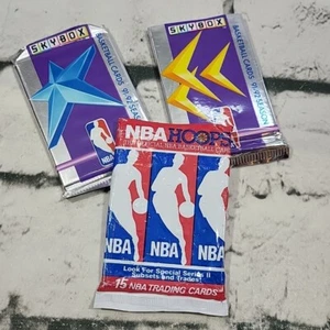 Vintage 90s Basketball Trading Cards NBA Hoops Skybox Sports Lot Of 3 Open Packs - Picture 1 of 10