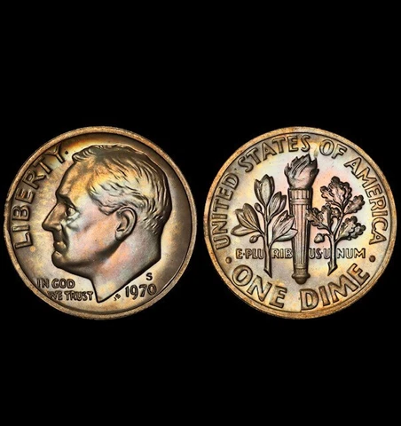 PR68 1970-S 10C Roosevelt Proof Dime, PCGS Secure- Pretty Toned Cover