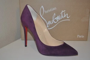 Christian Louboutin Pigalle Follies 100 Pointy Pump Shoe MERLOT Purple Suede 37 - Picture 1 of 8