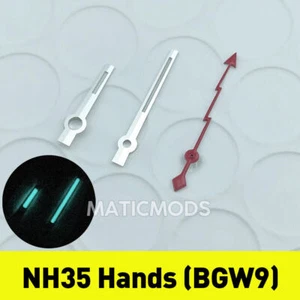 High Quality Red Lightning Hand Watch Hands Set for NH35 NH38 with BGW9 Lume - Picture 1 of 9